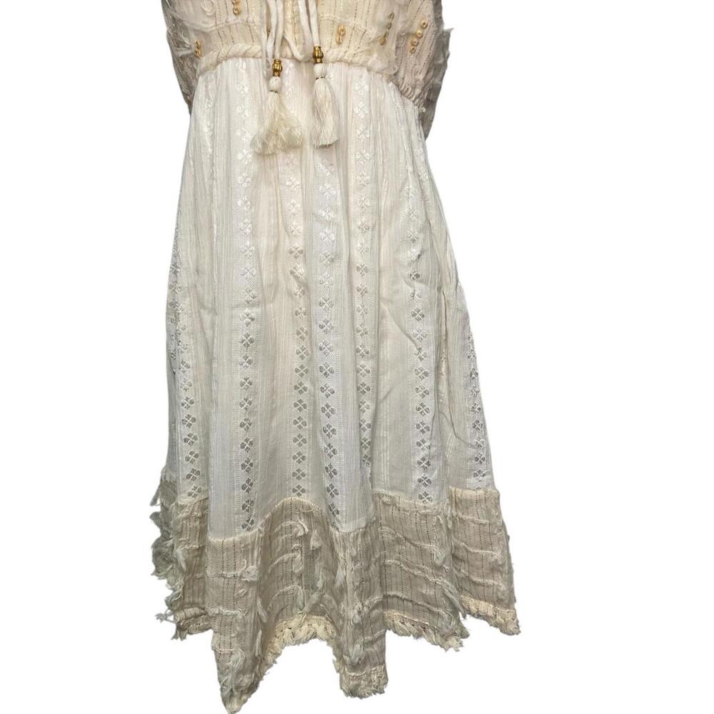POL NIP Natural Boho Lace Tassel Dress w/ Lining Size Large 100% cotton A21 - Picture 5 of 9